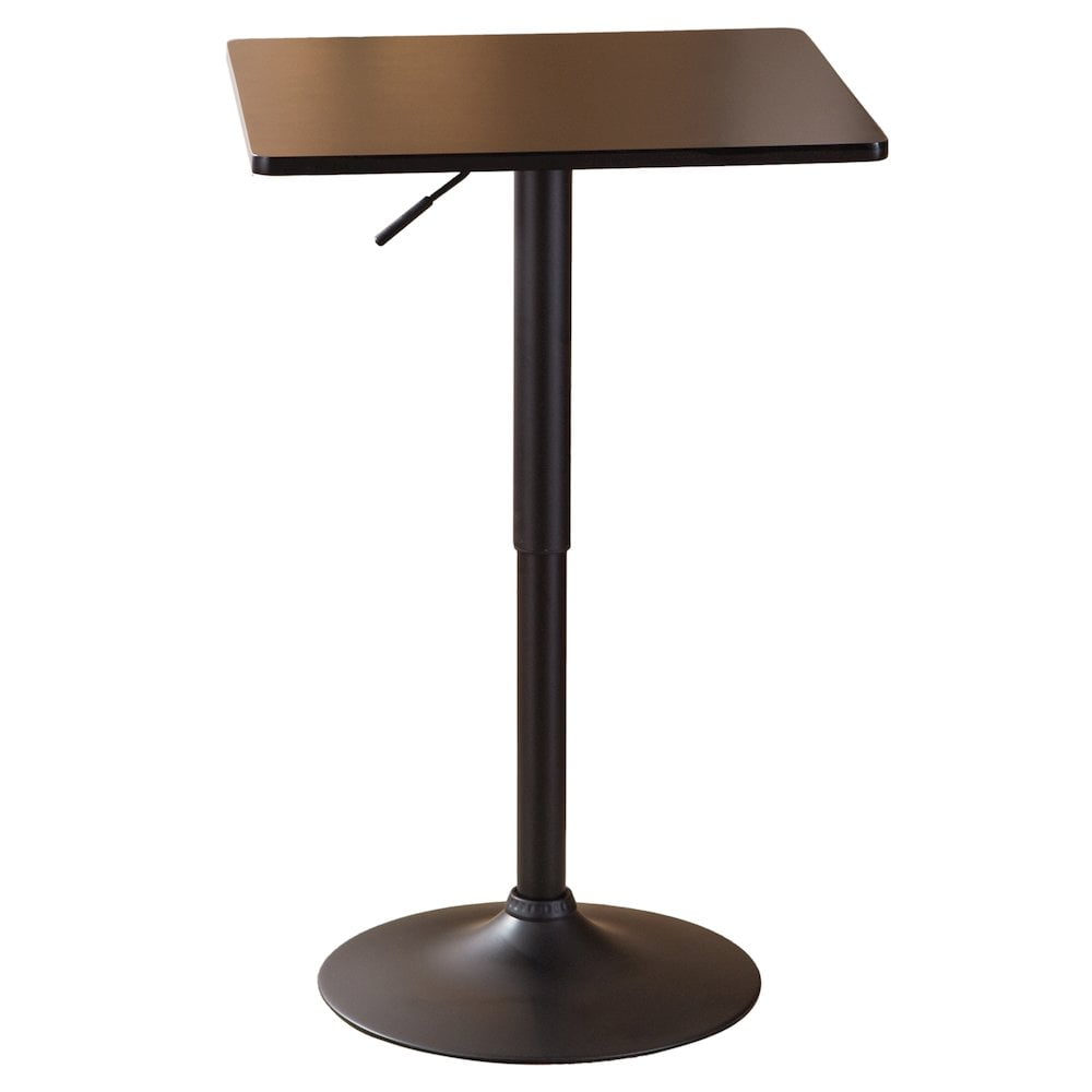 Sleek Transitional Black Wood and Metal Adjustable Counter Height Bar Table