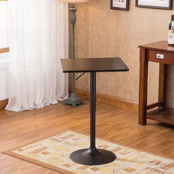 Belham's Black Square Top Table Having Adjustable Height and Black Leg & Base