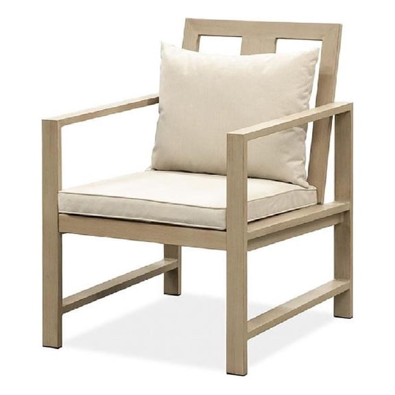 Beli Outdoor Armchair Set of 2-Washable Beige Covers-Natural Brown