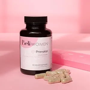 Beli Women Prenatal Multivitamin, for All Stages of Pregnancy, 400mg Choline, Folate, Vitamin D. Supports Egg Quality and Fertility, Gluten & Allergen Free, 90 Vegan Capsules (30-Day Supply)