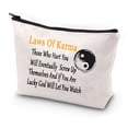 thumbnail image 1 of Belief Motivation Makeup Bag Yin Yang Symbol Taijitu Gift Laws Of Karma Believer Gifts Buddhist Zen Zipper Bag Yoga Peace Tai chi Meditation Gift Yin Yang Spiritual Gift, 1 of 6