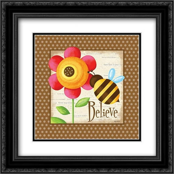 Believe 2x Matted 20x20 Black Ornate Framed Art Print by Middlebrook, Kathy
