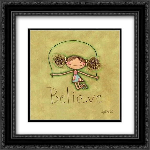 Believe 2x Matted 20x20 Black Ornate Framed Art Print by Tavoletti, Anne