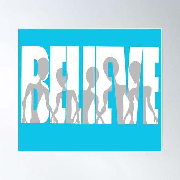 Believe Alien Silhouette Poster Wall Art, Modern Wall Decor For Living Room Bedroom, 12x18 UNFRAMED