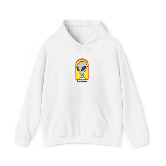 Believe Alien Workshop Skateboard 90s 00s Vintage Classic Hoodie Print - 2XL / White
