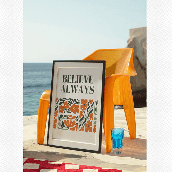 Believe Always Poster, Inspirational Wall Art, Retro Floral Poster, Positive Message Decor, Motivational Home Art, Boho Botanical Art Poster, Poster Only, Poster Home Decor, Poster Only