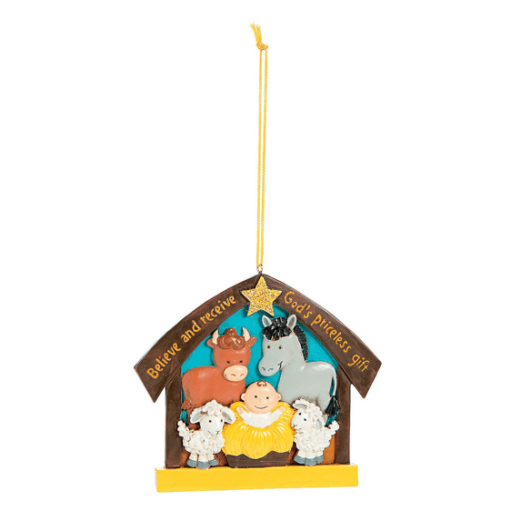 Believe And Receive Nativity Ornament - Home Decor - 12 Pieces