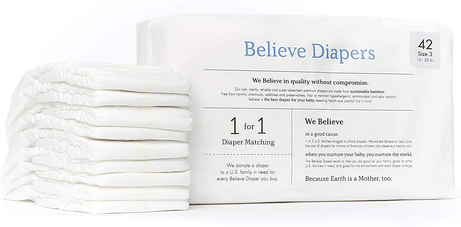 Believe Baby Bamboo Baby Diapers Size 3 Premium, SuperAbsorbent