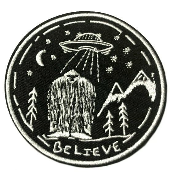 Believe Bigfoot UFO Embroidered Patch Iron/SewOn Applique XFiles Cryptid Mystery