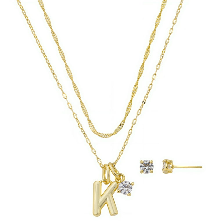 Believe by Brilliance Women's 14Kt Gold Flash Plated Initial K