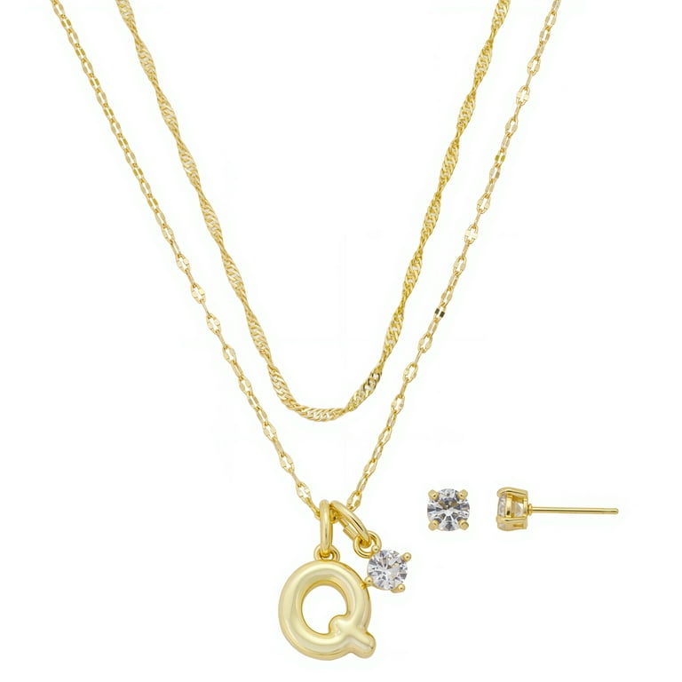 Believe by Brilliance Women's 14Kt Gold Flash Plated Initial Q