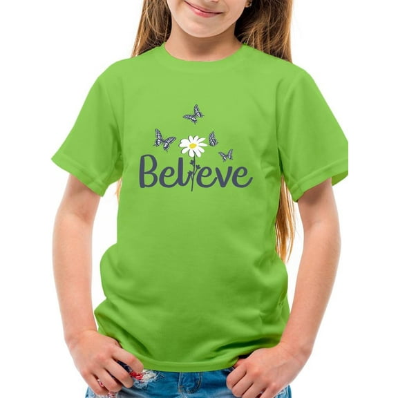 Believe Butterflies T-Shirt Juniors -Image by Shutterstock, Medium