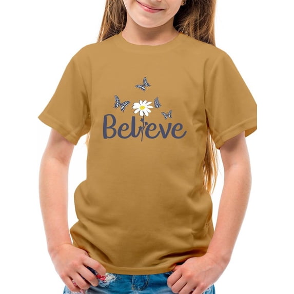 Believe Butterflies T-Shirt Juniors -Image by Shutterstock, Medium