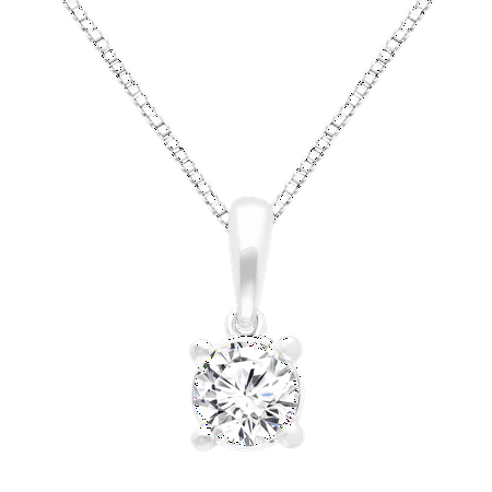 Brilliance Fine Jewelry Round 1/2 Carat Lab Grown Diamond Solitaire Pendant Necklace In Sterling Silver