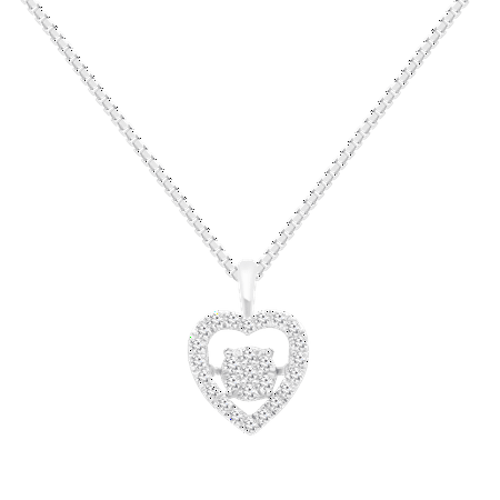 Brilliance Fine Jewelry Heart 1/3 Carat Lab Grown Diamond Dancing Pendant Necklace In Sterling Silver