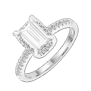 Brilliance Fine Jewelry Emerald 1.5 Carat Lab Grown Diamond Halo Bridal Ring in Sterling Silver