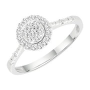 Brilliance Fine Jewelry Round 1/4 Carat Lab Grown Diamond Bridal Ring in Sterling Silver