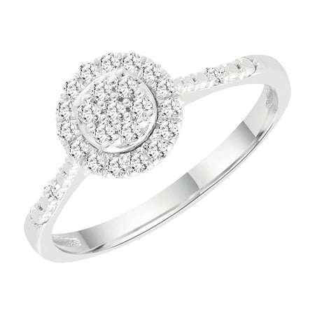 Brilliance Fine Jewelry Round 1/4 Carat Lab Grown Diamond Bridal Ring In Sterling Silver