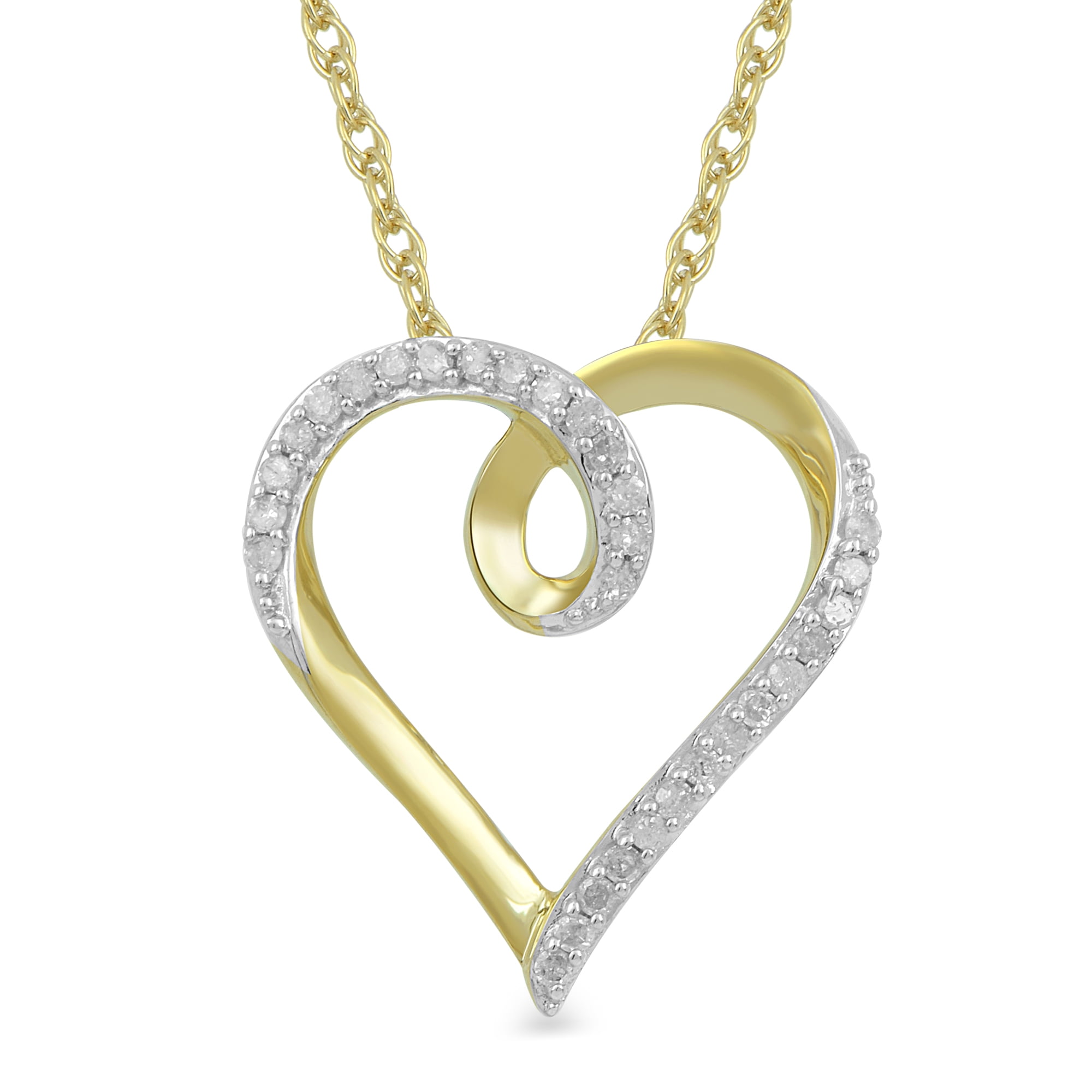 Brilliance Fine Jewelry: 10K Yellow Gold Heart Necklace with Diamond & Chain