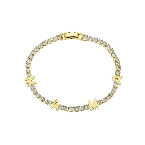 Believe By Brilliance 14K Gold Flash Plated Cubic Zirconia "MAMA" Tennis Bracelet