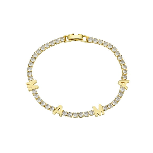Believe By Brilliance 14K Gold Flash Plated Cubic Zirconia "MAMA" Tennis Bracelet
