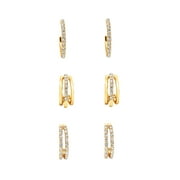 Believe By Brilliance 14kt Gold Flash Plated Cubic Zirconia Earring Set - 3 Pairs