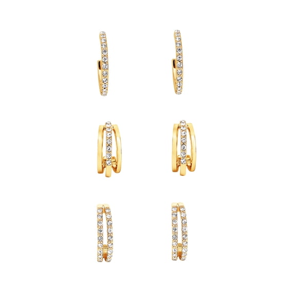 Believe By Brilliance 14kt Gold Flash Plated Cubic Zirconia Earring Set - 3 Pairs"