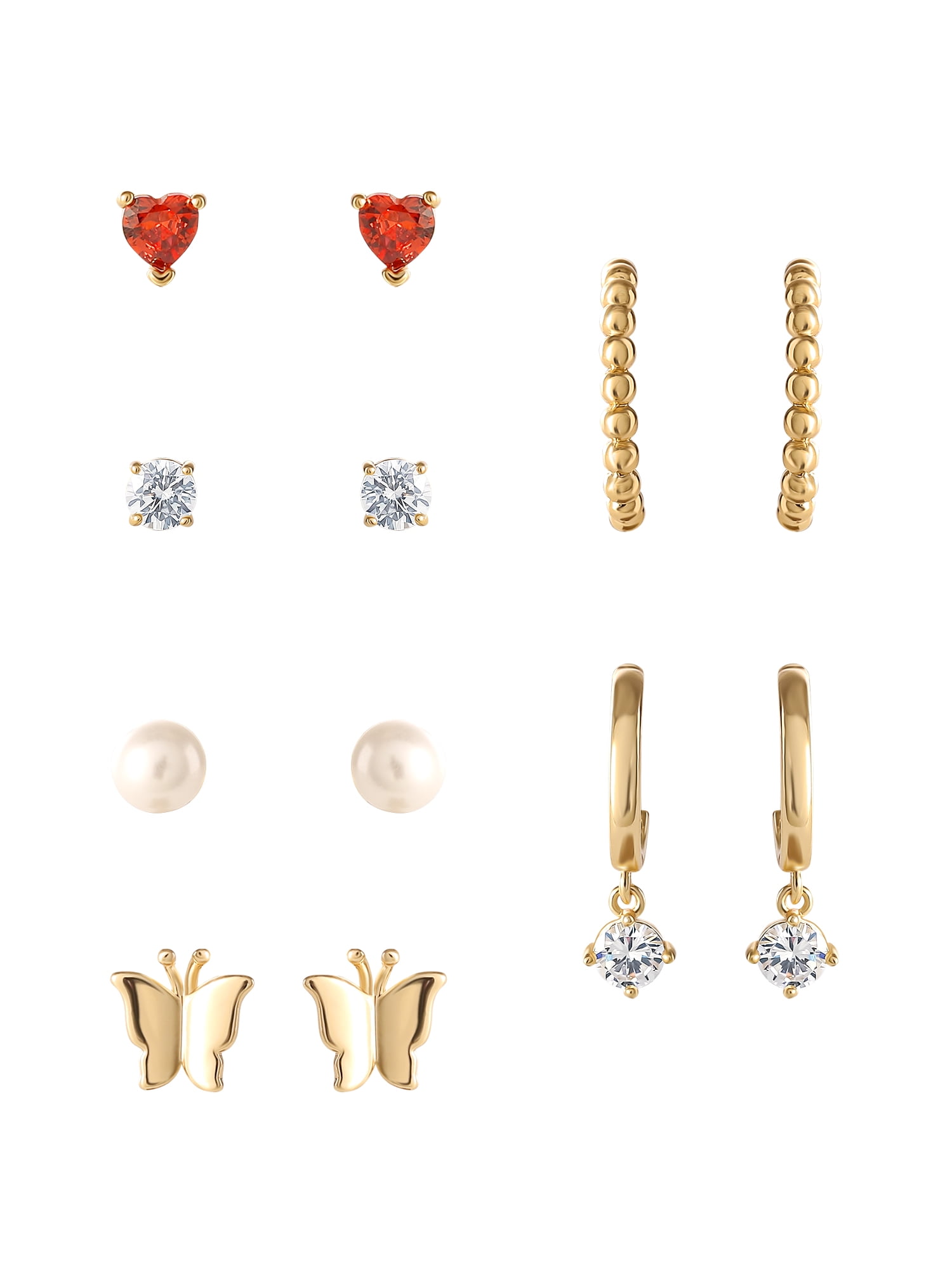 BELIEVE BY BRILLIANCE Womens 14kt Gold Flash Plated Cubic Zirconia Earring Set 6 Pairs