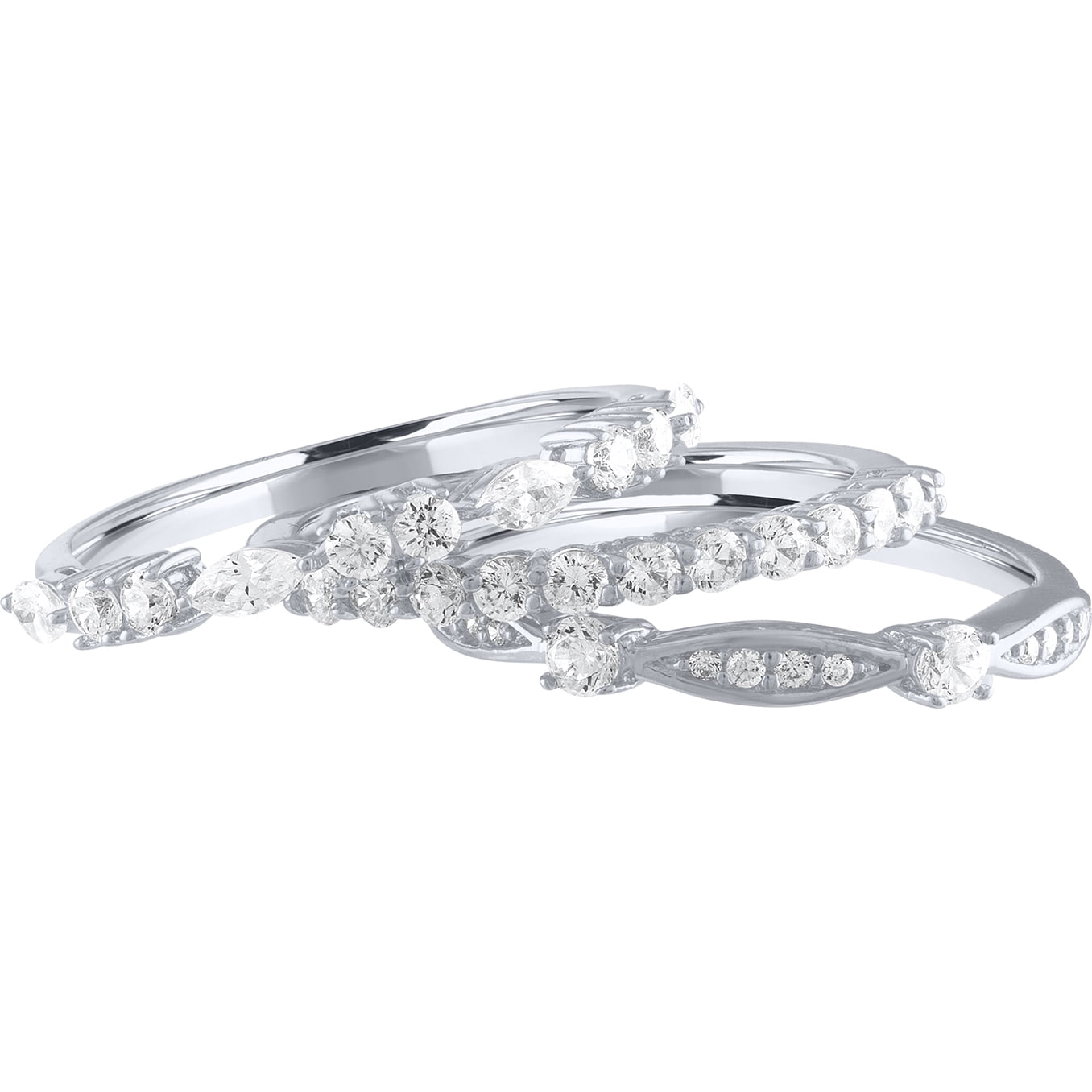 Believe By Brilliance Simulated Diamond 3 Stackable Bands in Sterling Silver