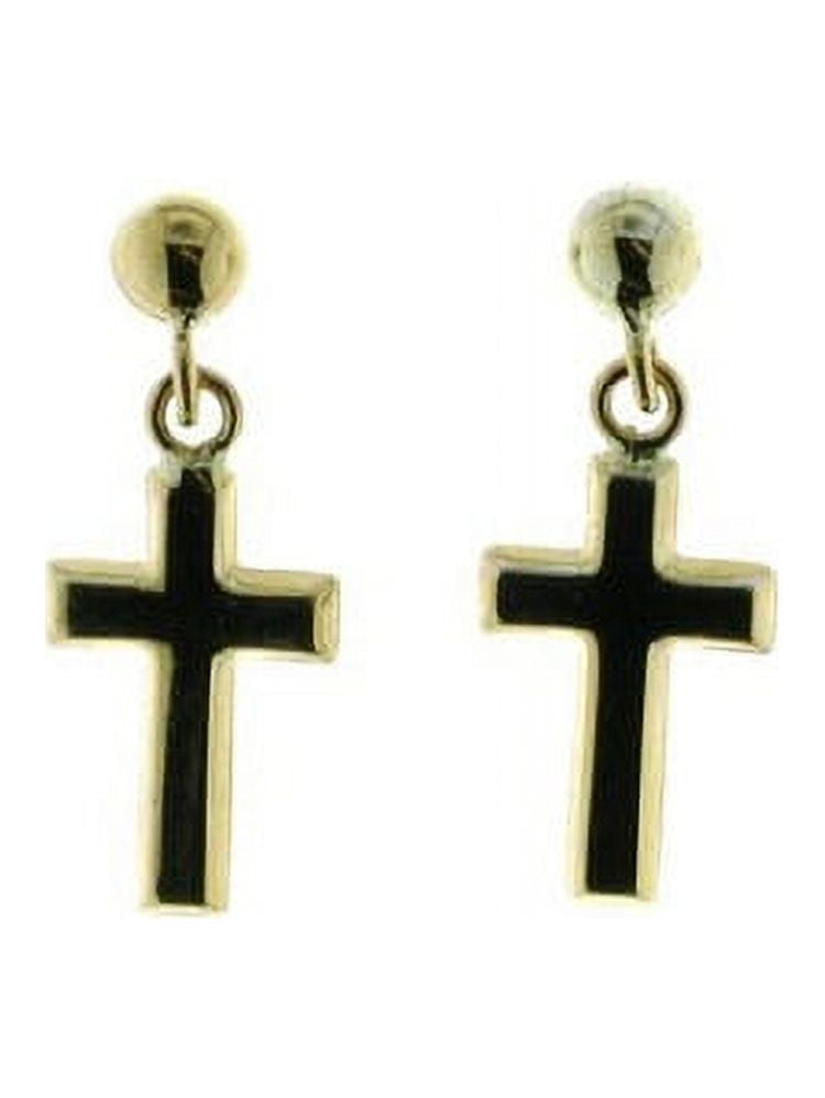 Believe by Brilliance Women's 10kt Yellow Gold and Fine Silver-Plated Cross Ball Stud Earrings