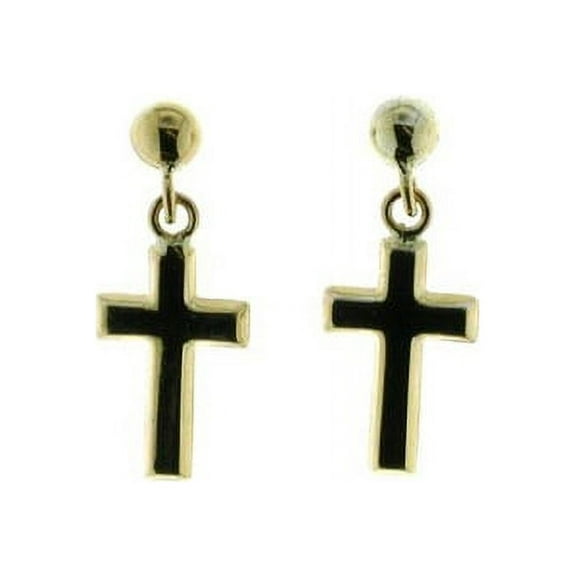 Believe by Brilliance Women's 10kt Yellow Gold and Fine Silver-Plated Cross Ball Stud Earrings