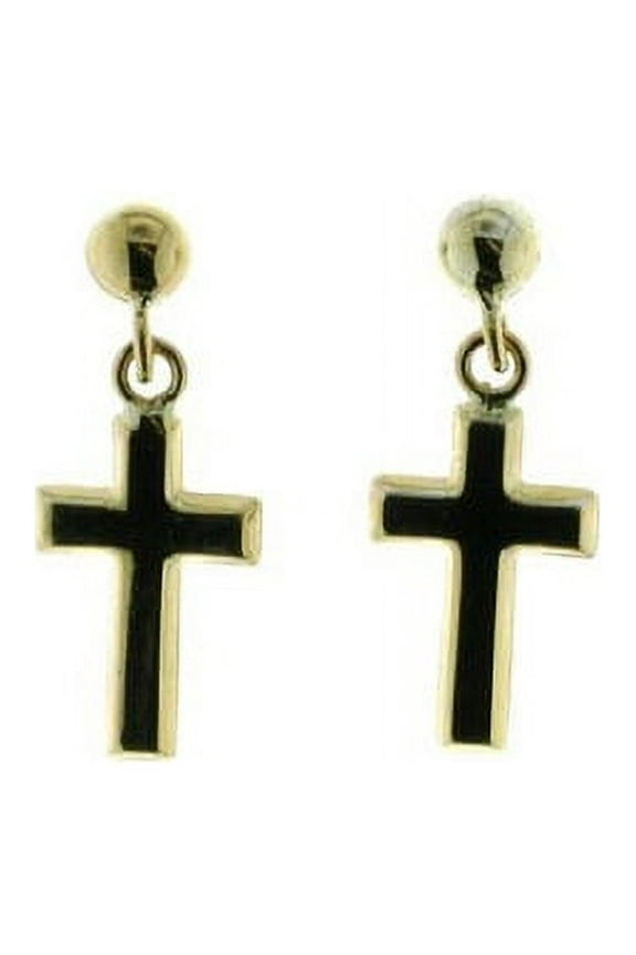Believe by Brilliance Women's 10kt Yellow Gold and Fine Silver-Plated Cross Ball Stud Earrings