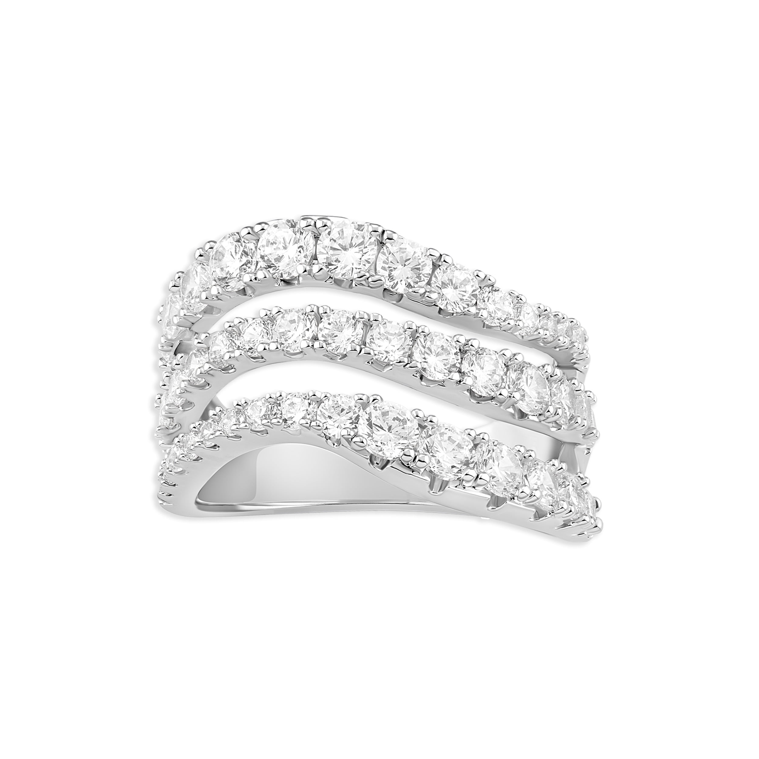 Believe By Brilliance Women's Fine Silver Plated Wave Band CZ Ring