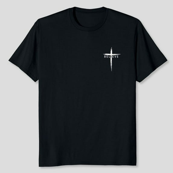 Believe Christian Cross Jesus Christ Christians Men Women T-Shirt, Men's And Women's Graphic Tee 100% Cotton by TBun, Full Sizes S-5XL