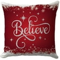 thumbnail image 1 of Believe Christmas Pillow Cover 18x18 Inch, Red and White Winter Decorative Cushion Cover, Holiday Inspirational Throw Pillow Case for Christmas, Winter, and Home Decor, 1 of 6