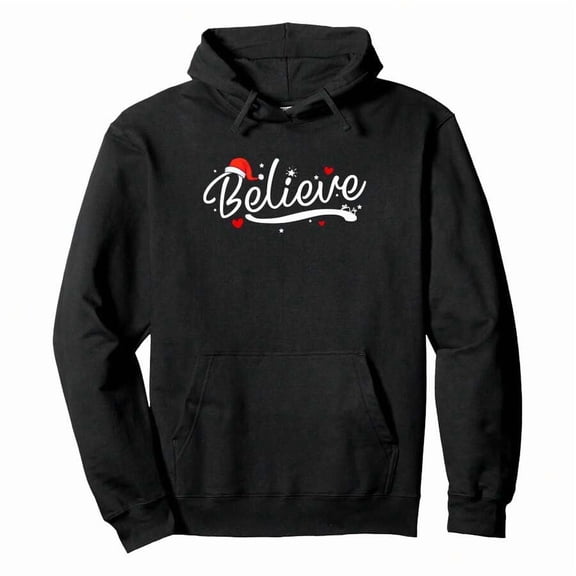 Believe Christmas Pullover HoodieMen's Essential Hoodie Sweatshirt, Great For Layering In Cool Weather And Holiday Gatherings