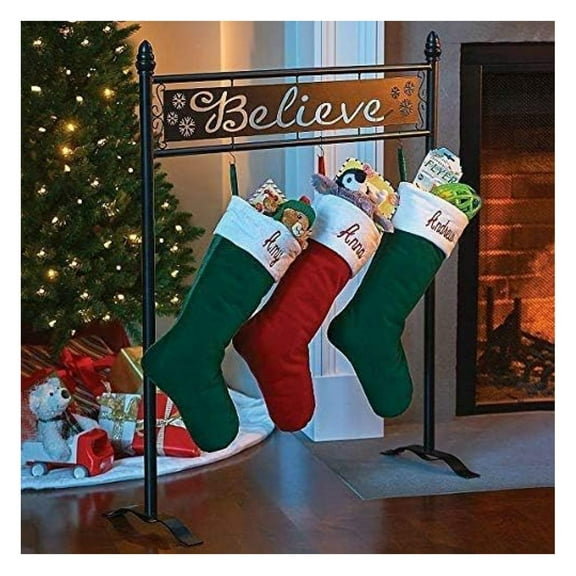 Believe Christmas Stocking Holder Stand in Black Color