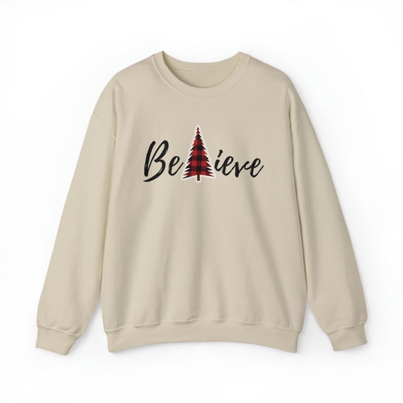 Believe Christmas Tree Design Unisex Heavy Blend™ Crewneck Sweatshirt