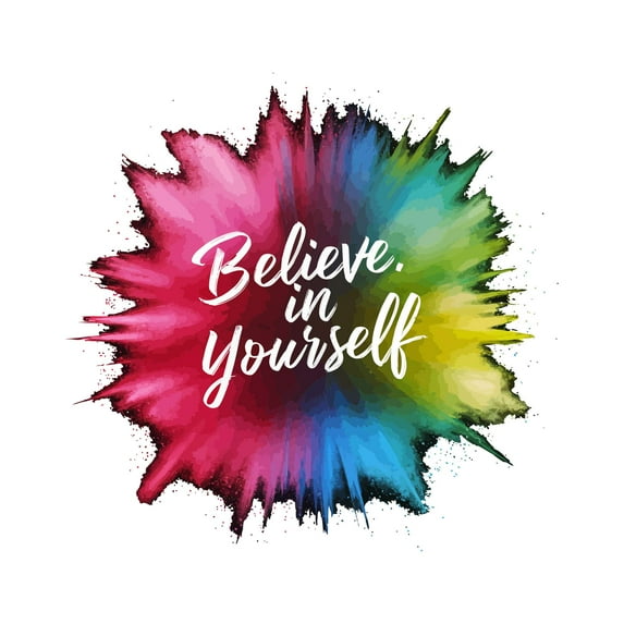 Believe In Yourself Confident Courageous Empowered Quote Wall Art Sticker Designs Vinyl Stickers For Home House Walls Rooms Windows Bedroom Decoration Size (26x26 inch)