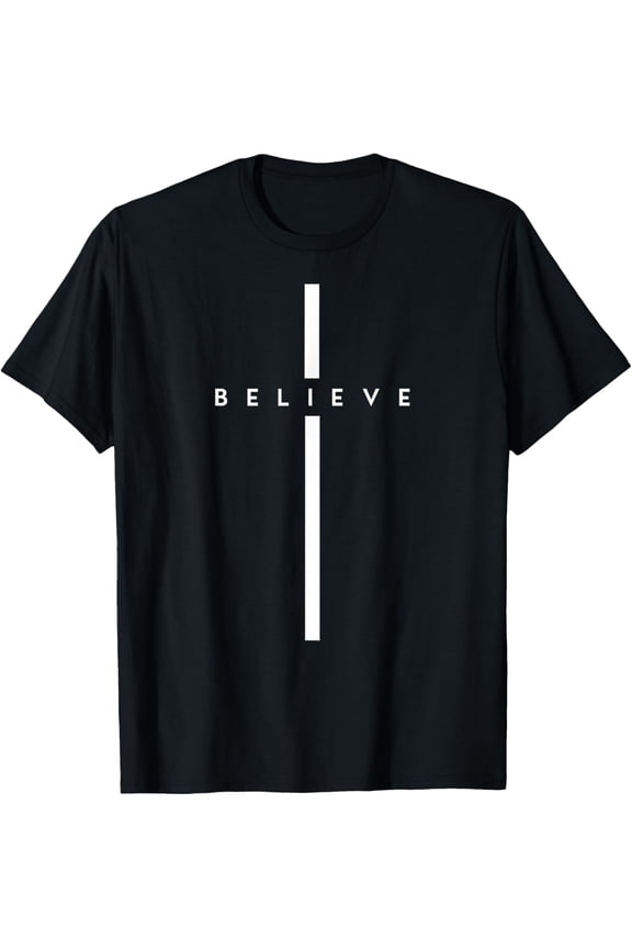 Believe Cross God Jesus Easter Christian Religious Men Women T-Shirt- 2026 Easter Soft Casual Cotton Short Sleeve T-Shirt Easter Bunny & Eggs Lightweight Graphic Holiday Tee