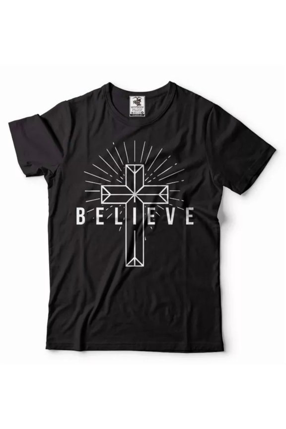 Believe Cross Shirt Faith Shirt Christian Shirts Mens Women Cross Faith Tee, Unisex T-Shirt