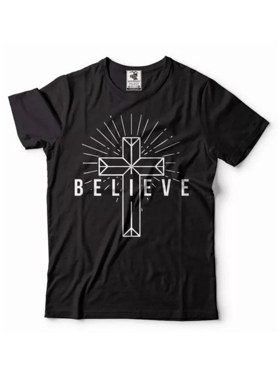 Believe Cross Shirt Faith Shirt Christian Shirts Mens Women Cross Faith Tee, Unisex T-Shirt