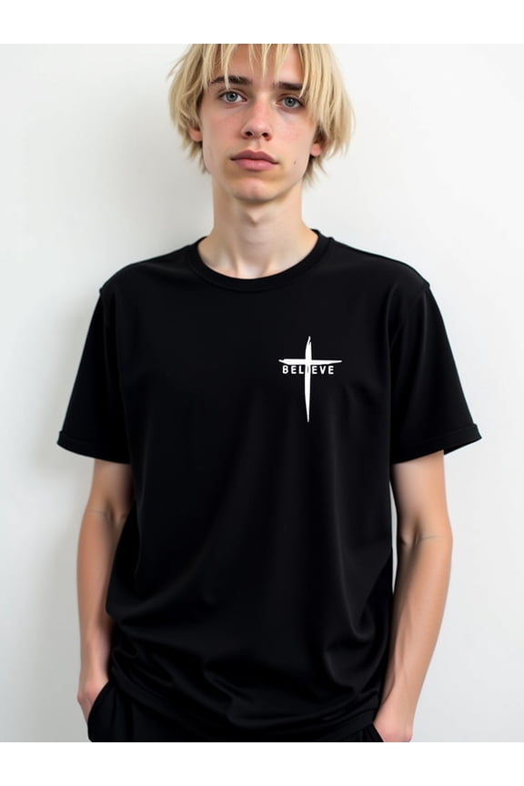Believe Cross Tee Mens t shirt black summer short Soft and comfortable Hip-hop street style Weekend casual wear Retro Unisex Shirt Graphic tshirts