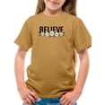 thumbnail image 1 of Believe Daisy Flower Banner T-Shirt Juniors -Image by Shutterstock,  Large, 1 of 4