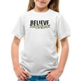 thumbnail image 1 of Believe Daisy Flower Banner T-Shirt Juniors -Image by Shutterstock,  Medium, 1 of 4