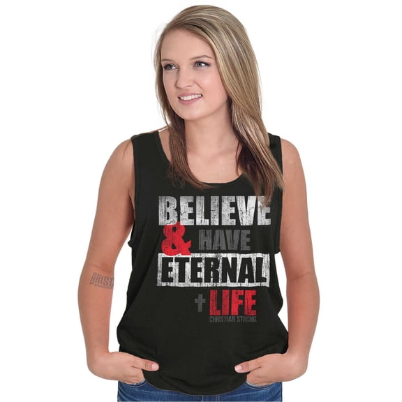 Believe Eternal Life Christian Jesus Tank Top T Shirts Men Women Brisco Brands S