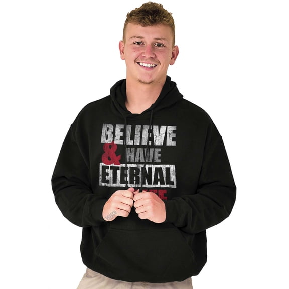 Believe Eternal Life Christian Jesus Unisex Plus Fleece Graphic Hoodie Brisco Brands 4X