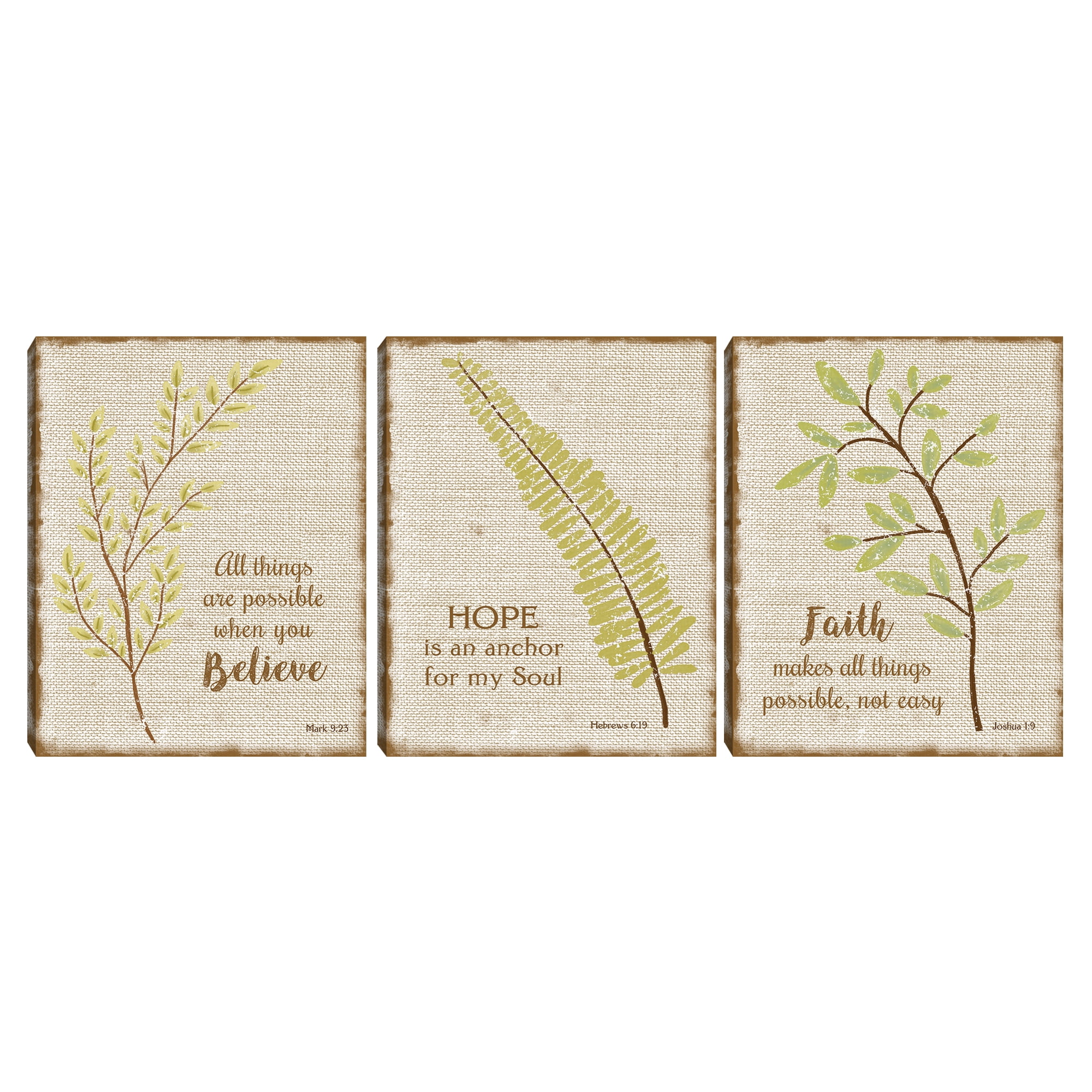 Believe, Faith II, and Hope Anchor by Marilu Windvand Set of 3 Canvas Art Prints