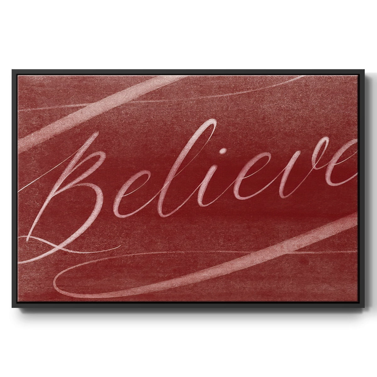 Believe - Framed Gallery Wrapped Holiday Canvas - 25 x 37 - Black Frame