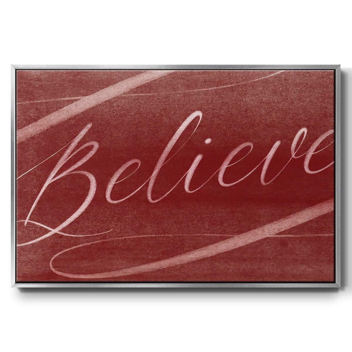 Believe - Framed Gallery Wrapped Holiday Canvas - 25 x 37 - Silver Frame